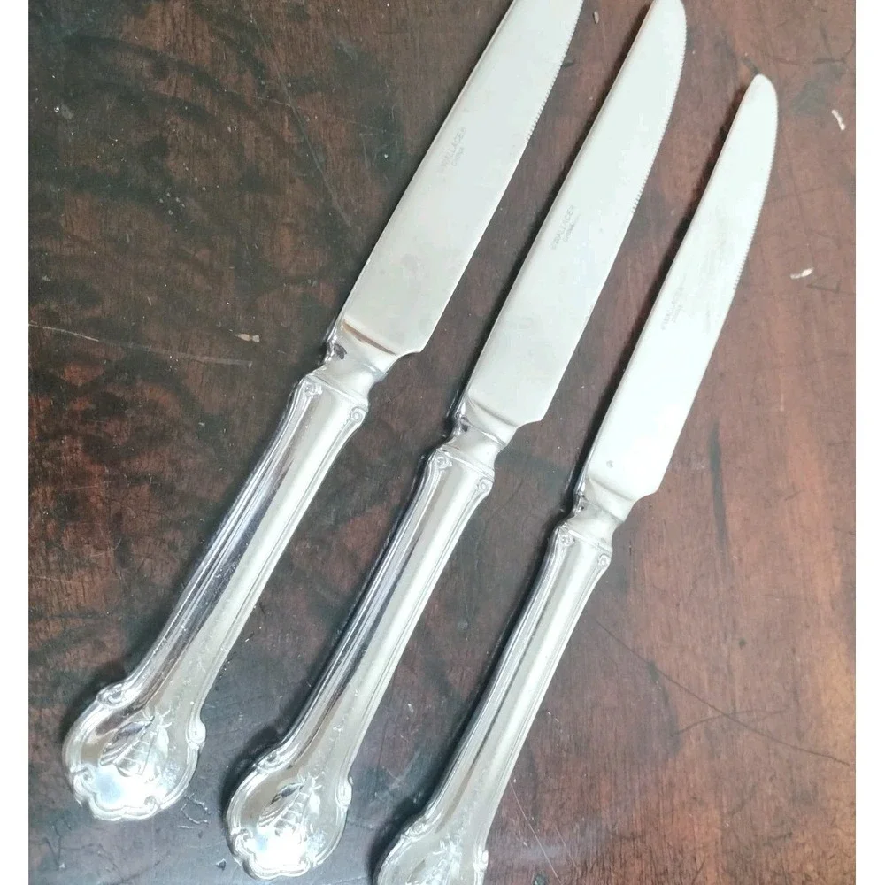 Wallace Napoleon Bee Flatware Dinner Knives Lot of 3 Stainless Steel China